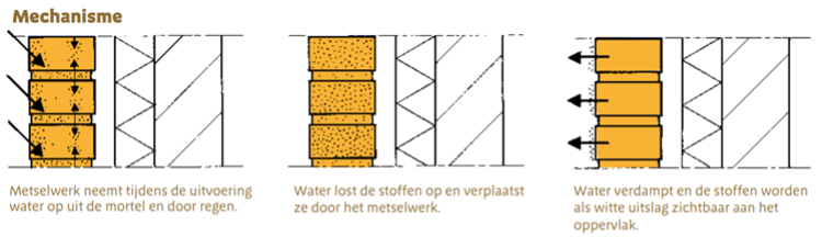 vroege witte uitbloei - uitslag metselwerk