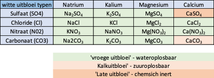 Schema witte uitslag metselwerk typen