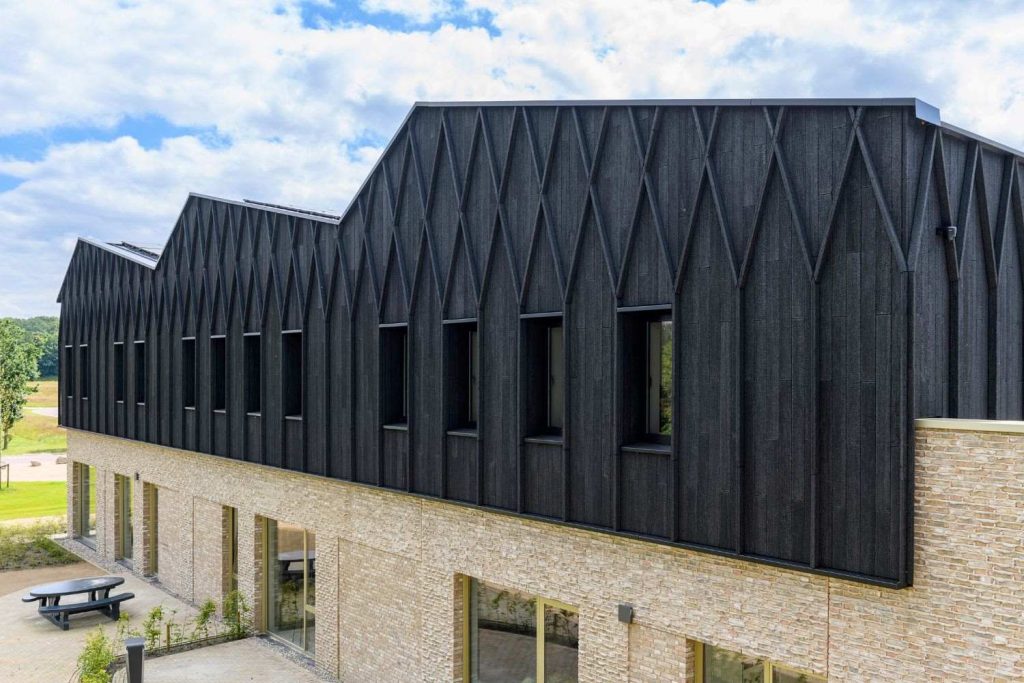 Esdal college Borger zwart gebrand hout verdieping gevelstenen en mortel Aberson